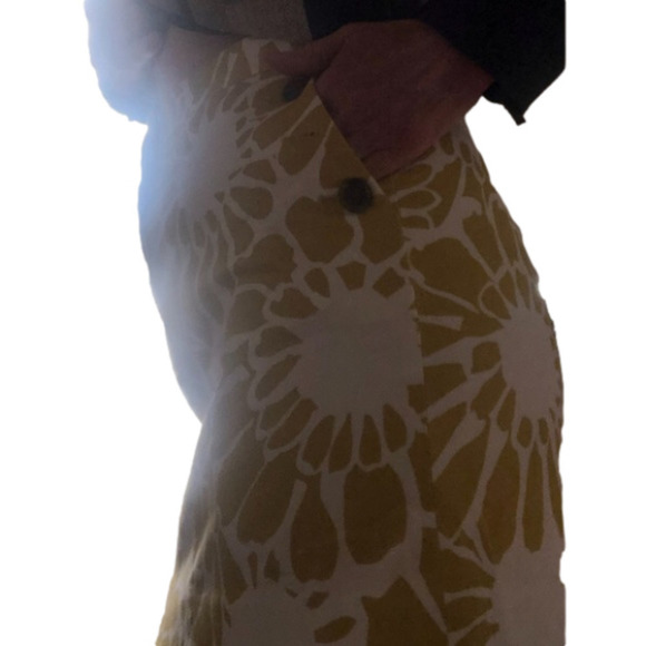 J Crew Mini Cotton Stretch Skirt size 2 Mustard & White - Picture 3 of 8